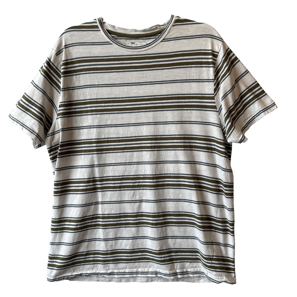 Denim & Flower Ricky Singh 100% Cotton Stripe Short Sleeve‎ Crewneck  T Shirt XL